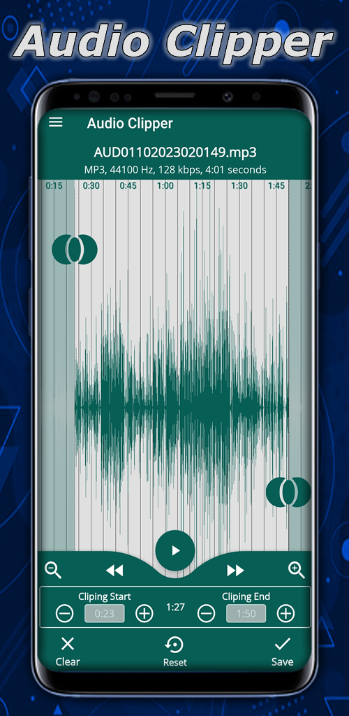 Audio Trim - Audio Cutter - Start End position and create New Audio. 